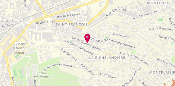 Plan de Thamelec, 63 Rue Richelandière, 42100 Saint-Étienne